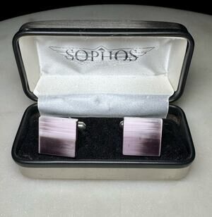 Vintage SOPHOS Cufflinks Purple Two Tone